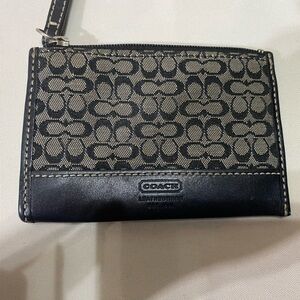 Coach Signature Black and Tan Wristlet